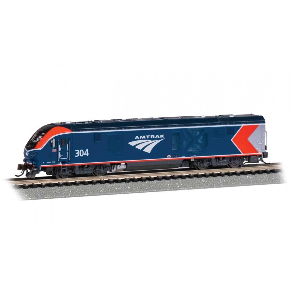 Siemens ALC-42 Charger - TCS WOWSound(R) and DCC -- Amtrak 304 (Phase VI, blue, red, silver, black, white), N, Bachmann Industri