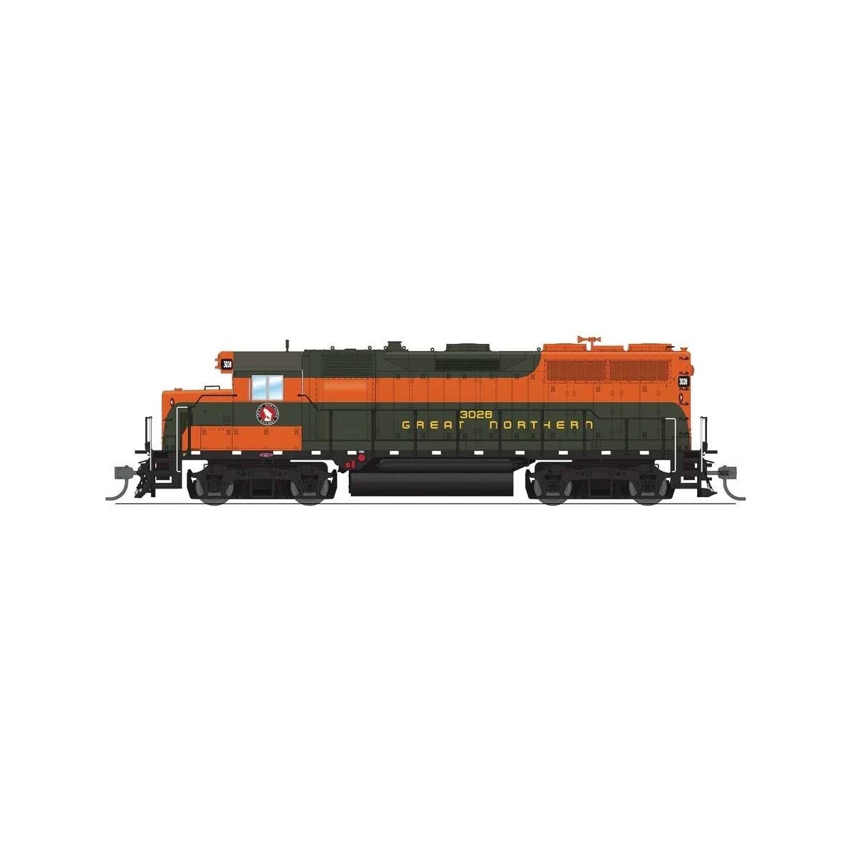 EMD GP35 Low Nose - Sound and DCC - Paragon4(TM) -- Great Northern 3035 (Simplified EB Scheme, Pullman green, Omaha Orange), HO,