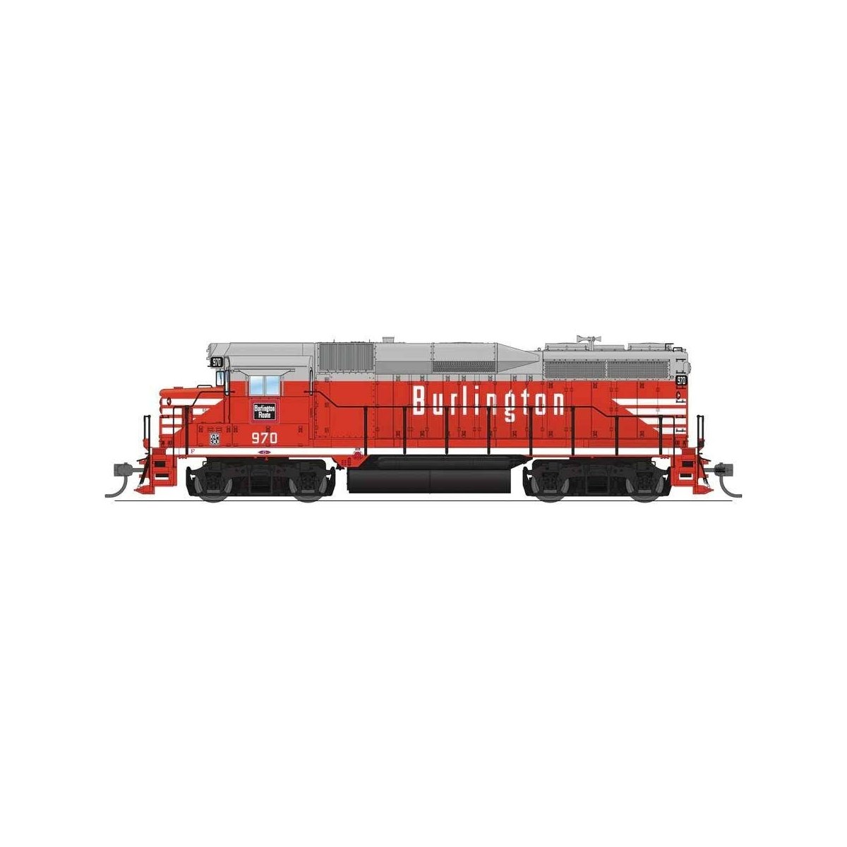 EMD GP30 Low Nose - Standard DC - Stealth -- Chicago, Burlington & Quincy 974 (Chinese Red, gray, white), HO, Broadway Limited I