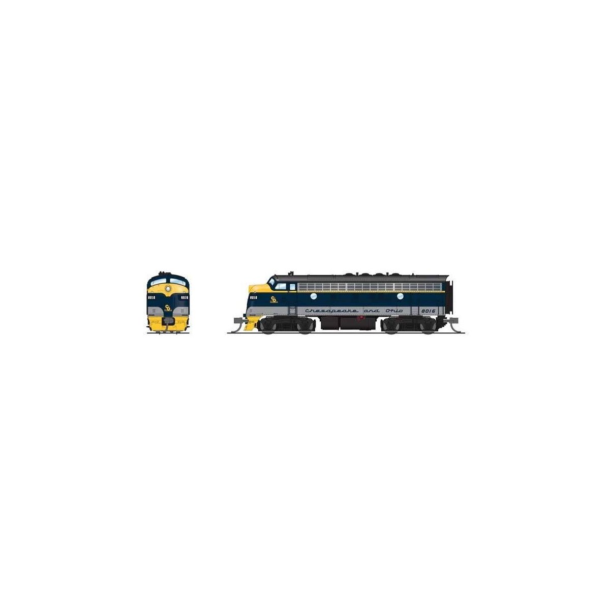 EMD F3A - Sound and DCC - Paragon4(TM) -- Chesapeake & Ohio 8016 (Restored on South Branch Valley, blue, gray, yellow, N, Broadw