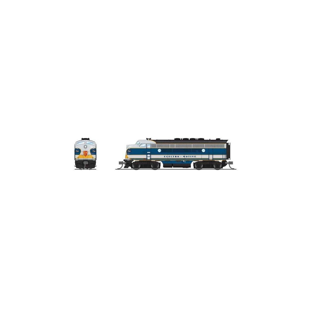 EMD F3 A-Unpowered B Set - Sound and DCC - Paragon4(TM) -- Electro-Motive Division 754A1, 754B1 (Demonstrator, blue, aluminum, y