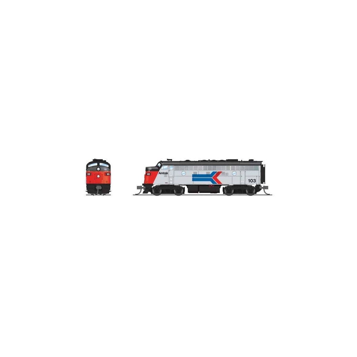 EMD F7A - Standard DC - Stealth -- Amtrak 105 (Phase I, silver, red, blue, black, Arrow Logo), N, Broadway Limited Imports 9275