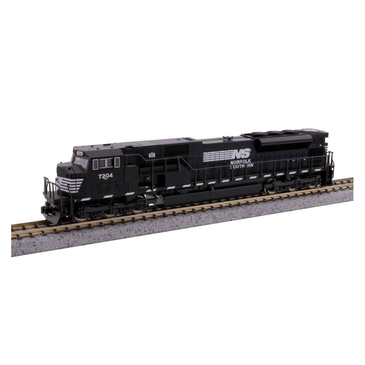 EMD SD80MAC - DCC -- Norfolk Southern 7227 (black, white, Dashed Sill Stripe), N, Kato USA Inc 1765518DCC