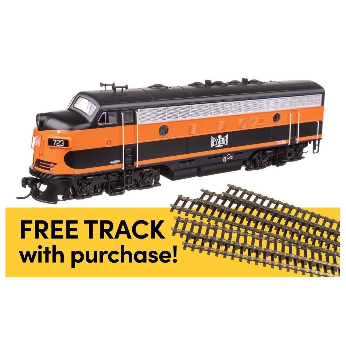 EMD F7A - ESU Sound and DCC w/WalthersTrack Code 83 Flex Track 5-Pack -- Bessemer & Lake Erie 723A, HO, Walthers 21403