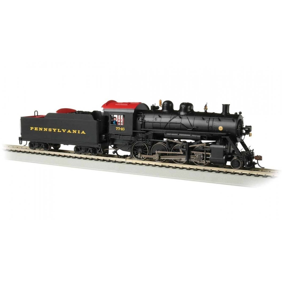 2-8-0 Consolidation - Sound and DCC - Sound Value -- Pennsylvania Railroad 7746 (black, Tuscan), HO, Bachmann Industries 57909