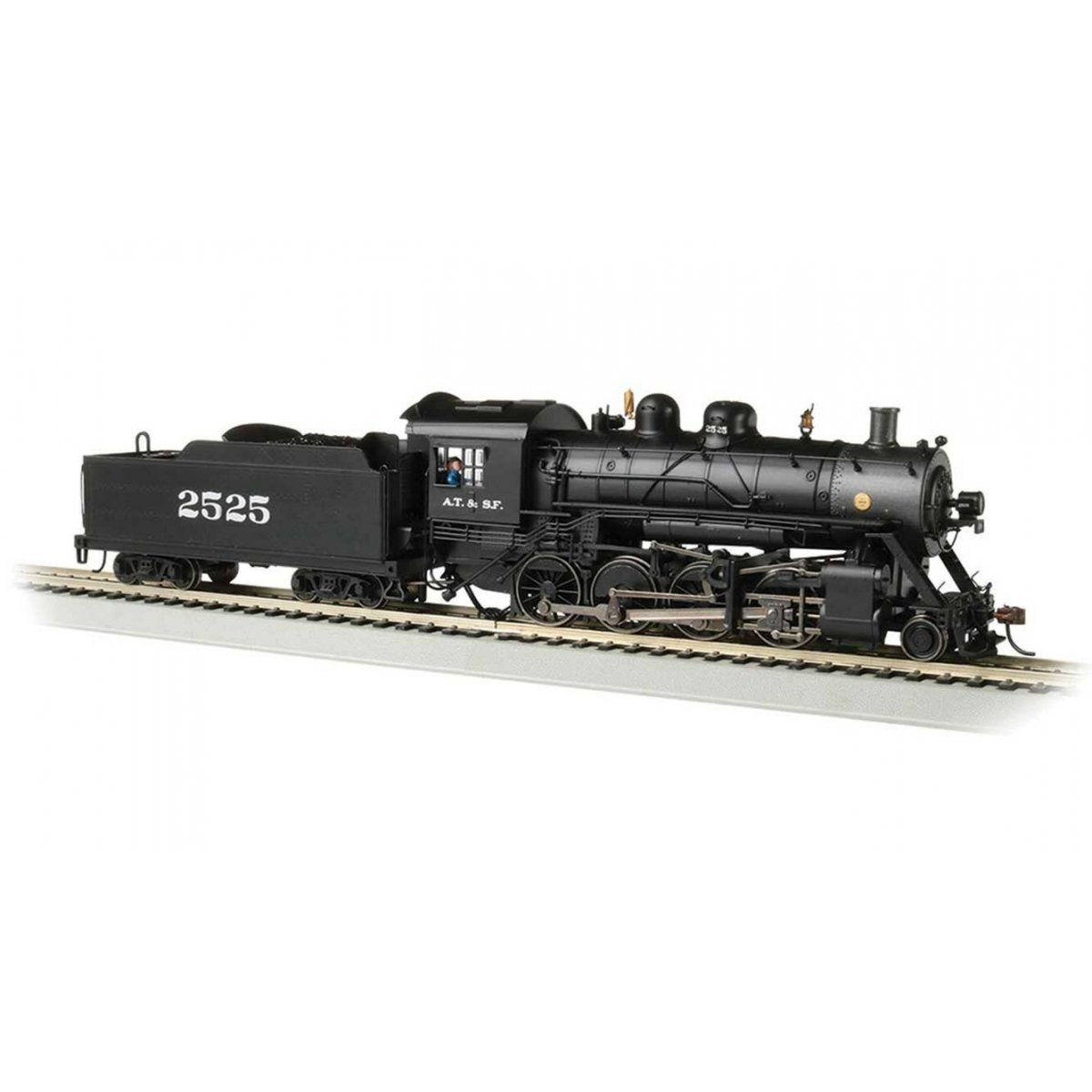 2-8-0 Consolidation - Sound and DCC - Sound Value -- Santa Fe 2525 (black), HO, Bachmann Industries 57910