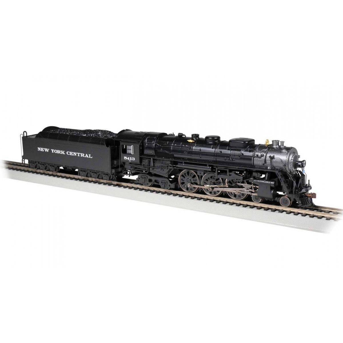 Class J3a 4-6-4 Hudson - WOWSound(R) and DCC -- New York Central 5413 (black, graphite As-Delivered, Roman Lettering), HO, Bachm