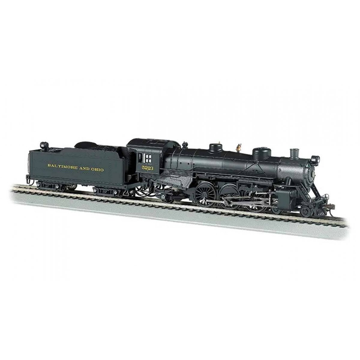 USRA Light 4-6-2 Pacific - Standard DC -- Baltimore & Ohio 5223 (black, graphite), HO, Bachmann Industries 52903