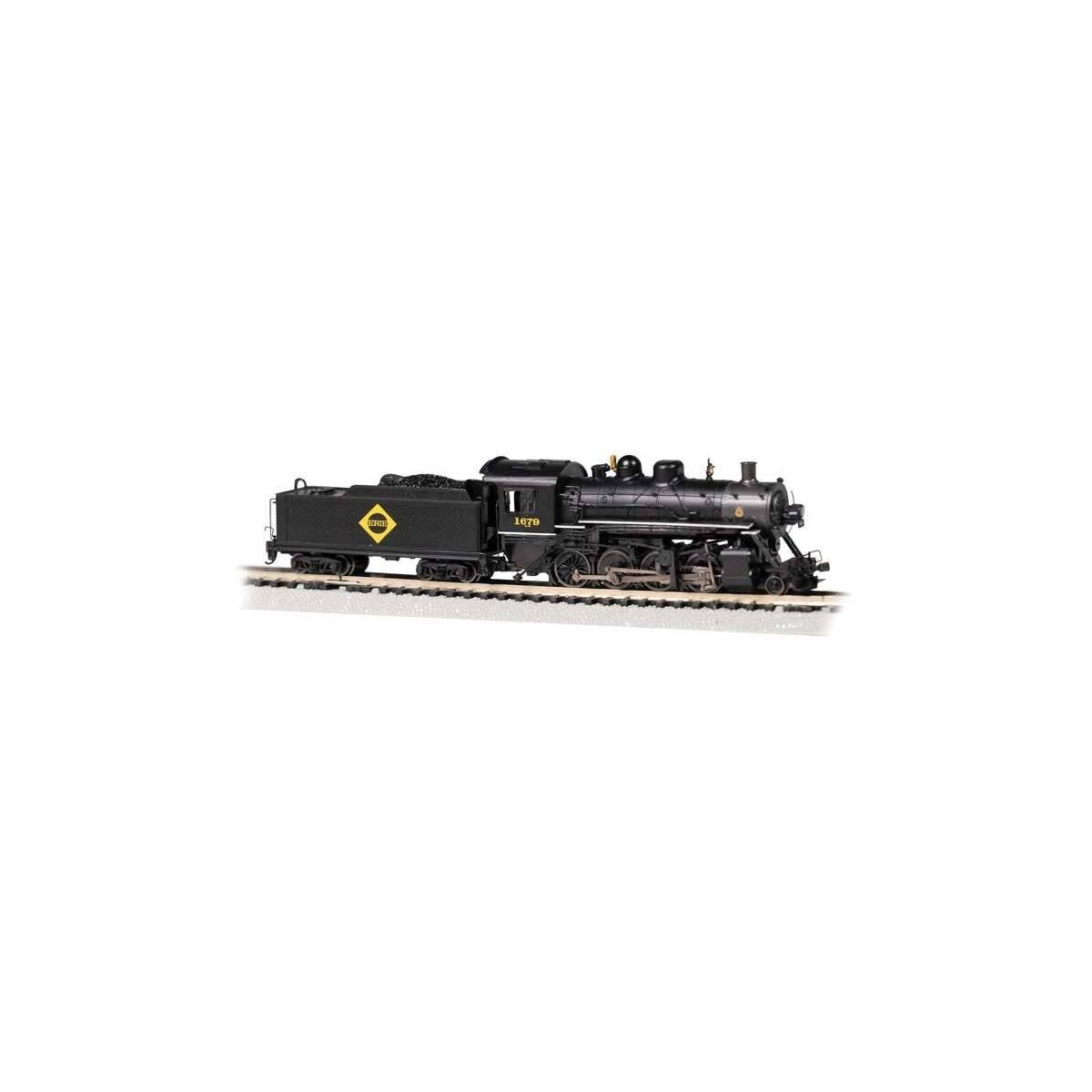 Baldwin 2-8-0 Consolidation - Standard DC -- Erie 1679 (black, graphite, yellow), N, Bachmann Industries 54152