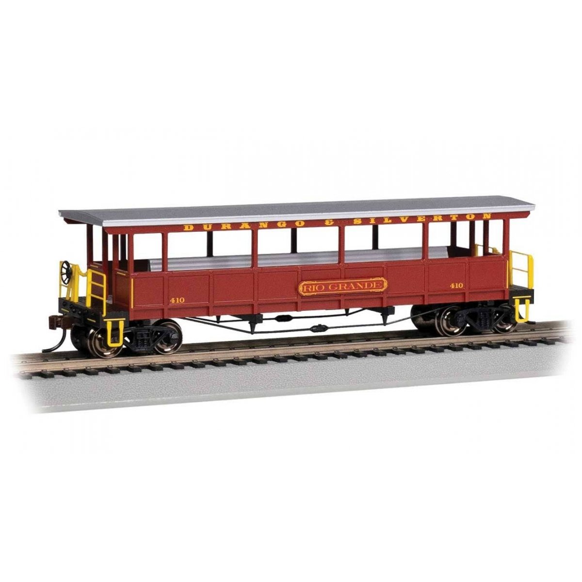 Open-Sided Excursion Car with Seats - Ready-to-Run - Silver Series(R) -- Durango & Silverton 410 (red), HO, Bachmann Industries 