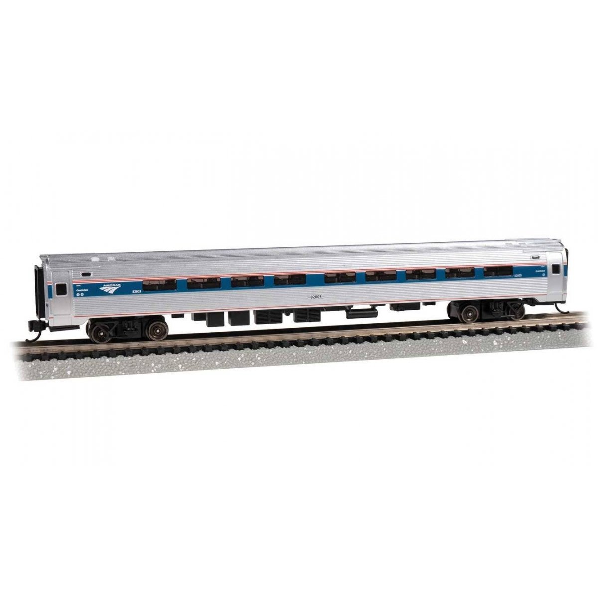 Budd Amfleet I Coach with Lighting - Ready to Run -- Amtrak 82803 (Phase VI, silver, blue, red, white), N, Bachmann Industries 1