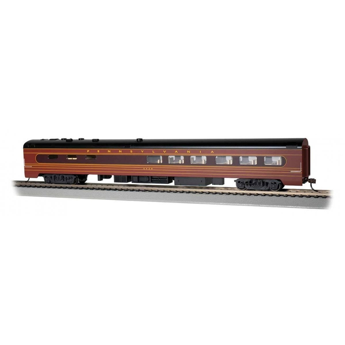 85′ Smooth-Side Diner - Ready to Run -- Pennsylvania Railroad 4420 (Fleet of Modernism red, Tuscan, black), HO, Bachmann Indus
