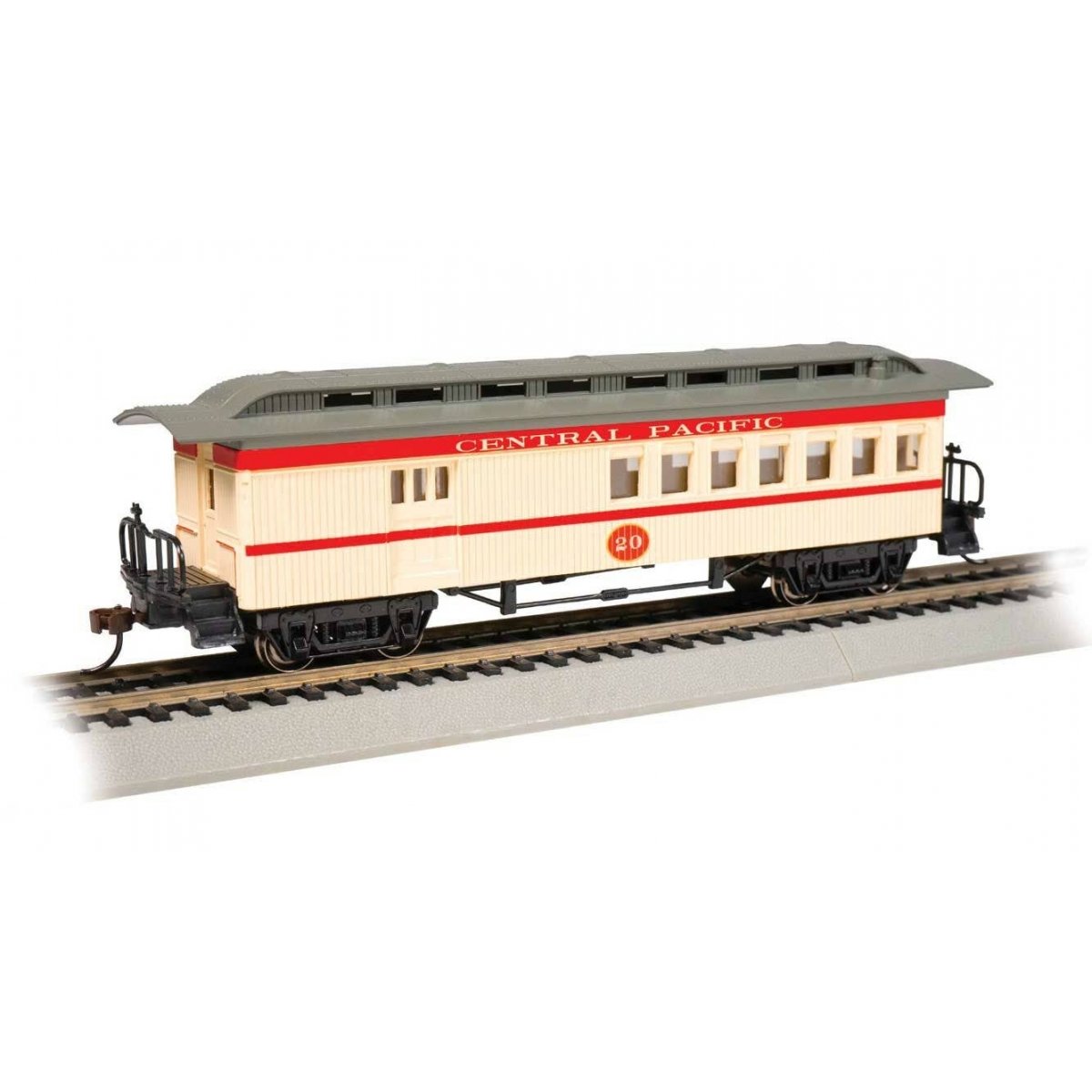 1860 - 1880 Wood Combine - Ready to Run - Silver Series(R) -- Central Pacific (pale yellow, red, gray), HO, Bachmann Industries 