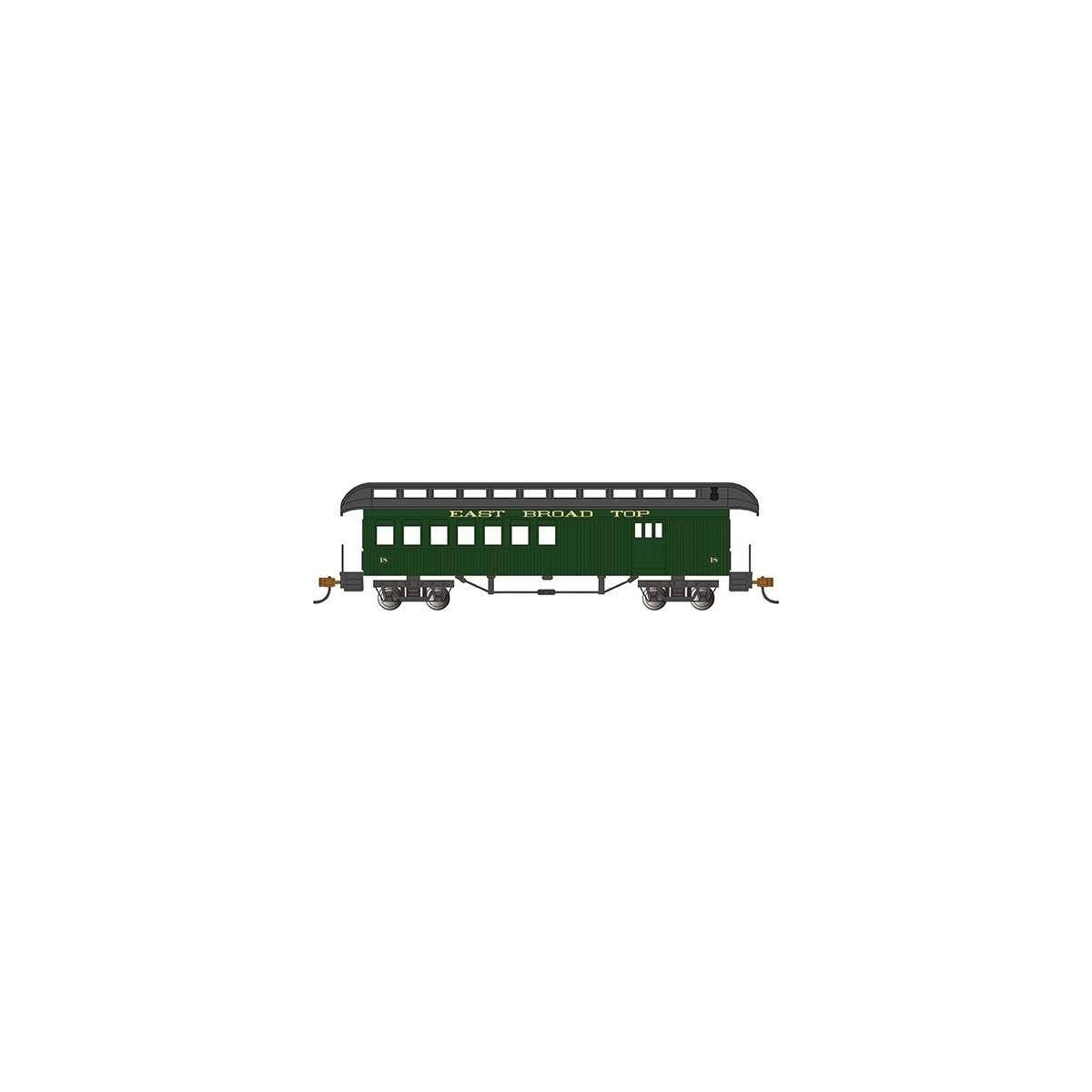 Old Time Wood Combine with Round-End Clerestory Roof - Ready to Run -- East Broad Top (green, gray), HO, Bachmann Industries 152