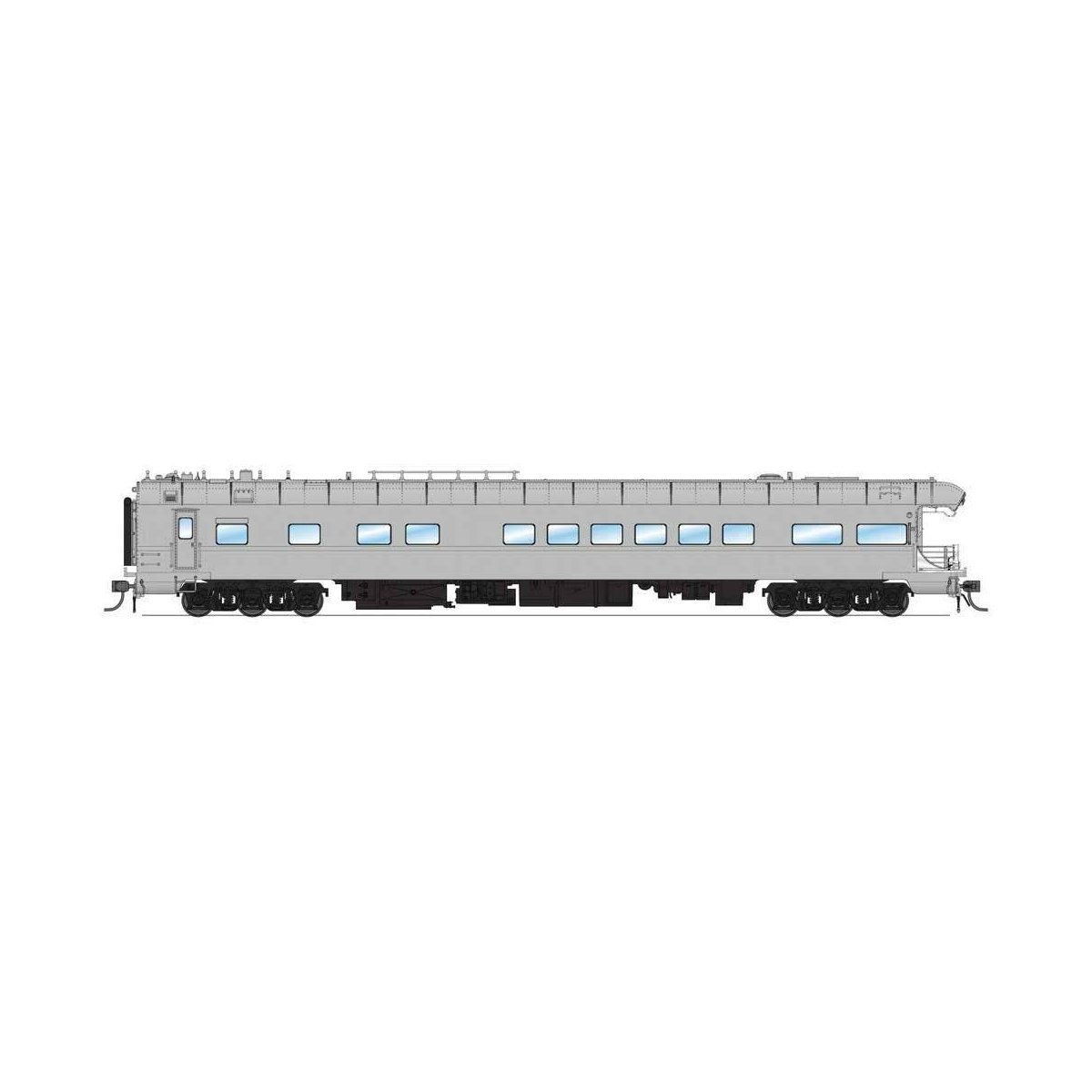 Business Car Observation - Ready to Run -- Painted, Unlettered (gray primer), HO, Broadway Limited Imports 9016