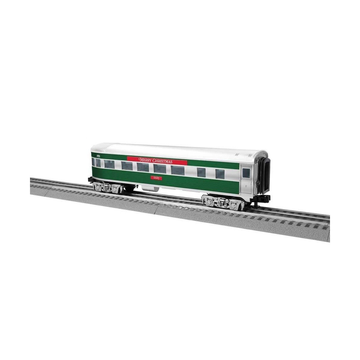 13′ Streamlined Observation - Lighted - Ready to Run - 3-Rail -- Christmas 12025 (silver, green, red), O, Lionel 2427900