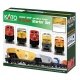 GE ES44AC GEVO Mixed Freight Starter Set - Standard DC -- CSX (Boxcar Logo), 6 Cars Unitrack M1 Basic 4-1/2 x 2′ Oval, Power P