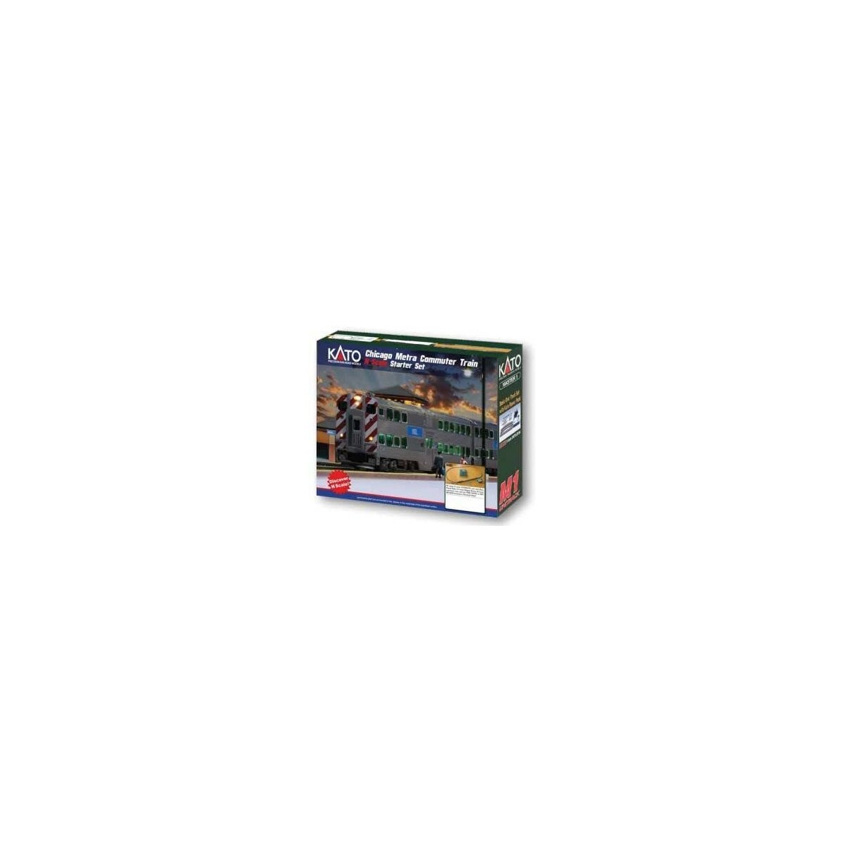 Commuter Train Set -- Metra F40PH (2018 Scheme), 3 Bi-Level Cars, Track Oval, Power Pack, N, Kato USA Inc 1060037