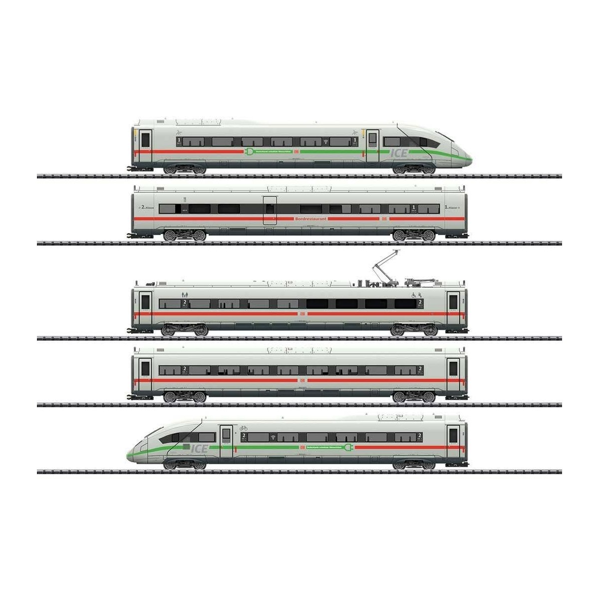 ICE 4 Class 412-812 5-Car Train-Only Set with Sound & DCC -- German Federal Railway (Era VI 2019 white, red Green Stripe), HO, T