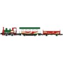 Christmas Train-Only Set - Standard DC - Pocket Line -- 0-4-0T 1225, Powered Passenger Car, Gondola (Christmas Colors), N, Kato 