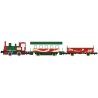Christmas Train-Only Set - Standard DC - Pocket Line -- 0-4-0T 1225, Powered Passenger Car, Gondola (Christmas Colors), N, Kato 
