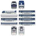 Pacific Surfliner Train-Only Set - Standard DC -- Amtrak SC-44 5 Surfliner & 2 Superliner Coaches (6 blue, silver 1 Amtrak Ph, N