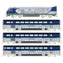 Pacific Surfliner Base Train-Only Set - DCC -- Amtrak SC44 Charger, 2 Coaches, Cab Car (blue, silver), N, Kato USA Inc 1069001DC