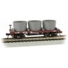 Old-Time Wood Tank Car with 3 Tanks - Ready to Run -- United States Military Railroad (red, black), N, Bachmann Industries 15554