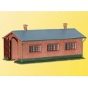 Single-Track Loco Shed - Kit -- 5-5/8 x 2-3/8 x 2-3/8′ 14 x 6 x 6cm, N, Kibri 37802