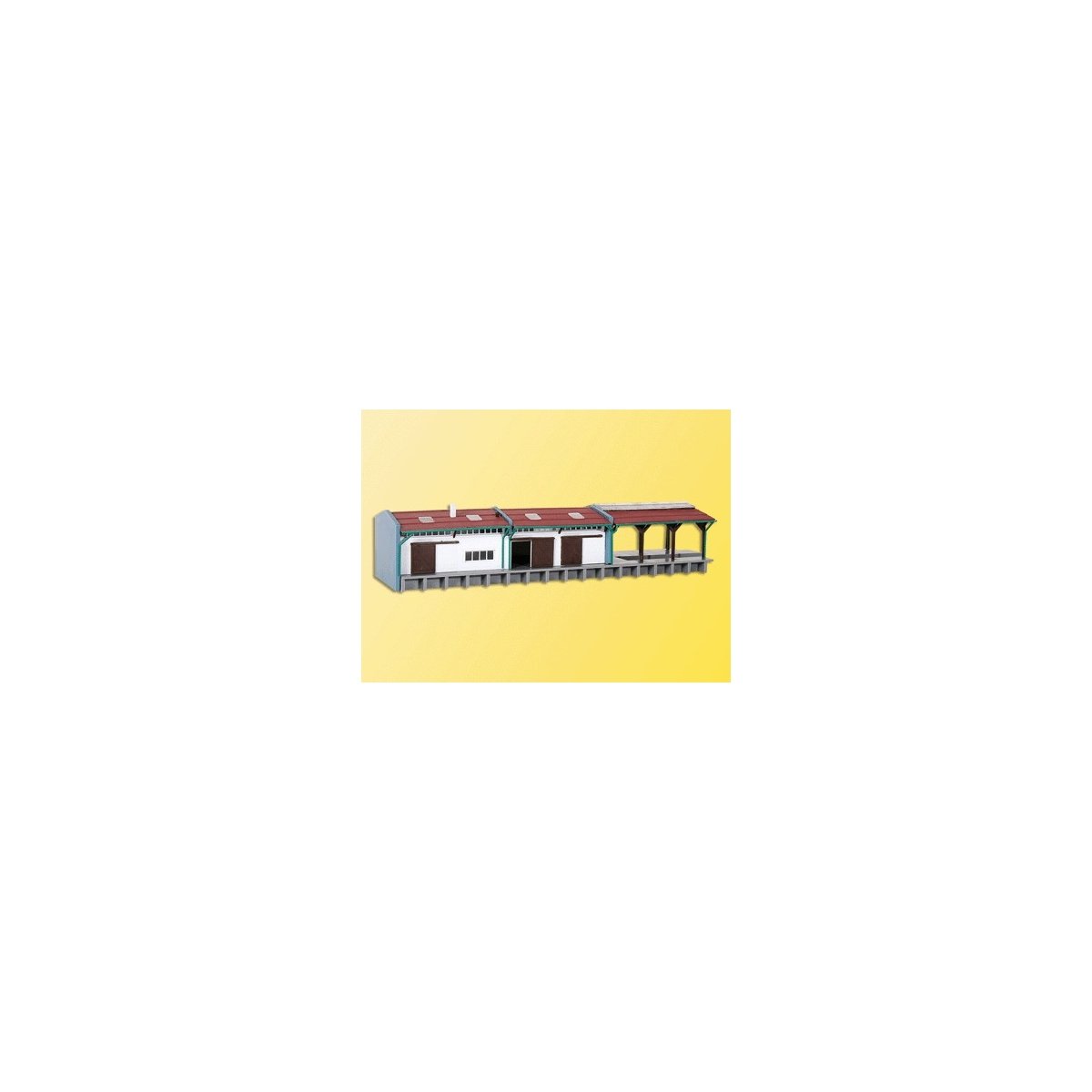 Boxcar Shed -- 10-13/16 x 3 x 2-3/16′ 27.5 x 7.5 x 5.5cm, N, Kibri 37809