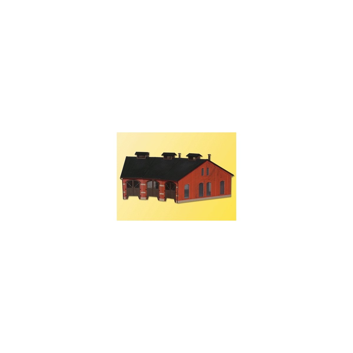 3-Stall Roundhouse/Engine Shed -- 9-3/8 x 15-1/4 x 5-1/4` 24 x 39 x 13.5cm Holds Engines to 8-5/8` 22cm Lo, HO, Kibri 39452