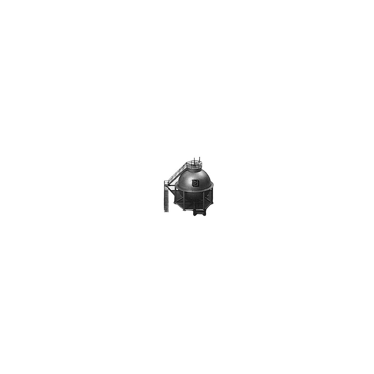 Spherical Storage Tank -- 3 x 3-1/2′ 7.6 x 8.9cm, HO, Plastruct Inc 1026