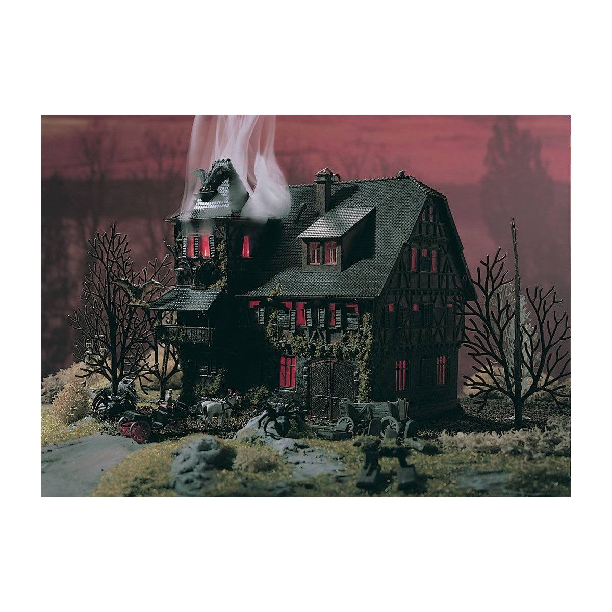 Vampire Villa Haunted Mansion w/Color Weathering Tablets -- 5 x 4 x 4-3/4′ 12.5 x 10 x 11.8cm, N, Vollmer Gmbh 47679