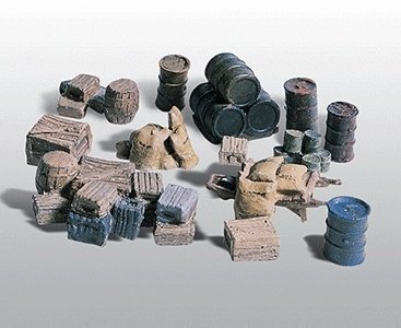 Scenic Details(R) - Tin Castings -- Assorted Crates, Barrels & Sacks pkg(13), HO, Woodland Scenics 203