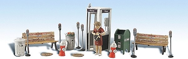 Scenic Accents(R) -- Street Accessories pkg(18), HO, Woodland Scenics 1941