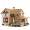 Built-&-Ready(R) Landmark Structures(R) - Assembled -- Corner Porch House - 5-5/8 x 4-5/8′ 14.3 x 11.7cm, HO, Woodland Scenics