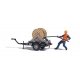 Cable Reel on Trailer with Figure Miniature Scene, HO, Busch Gmbh & Co Kg 7836