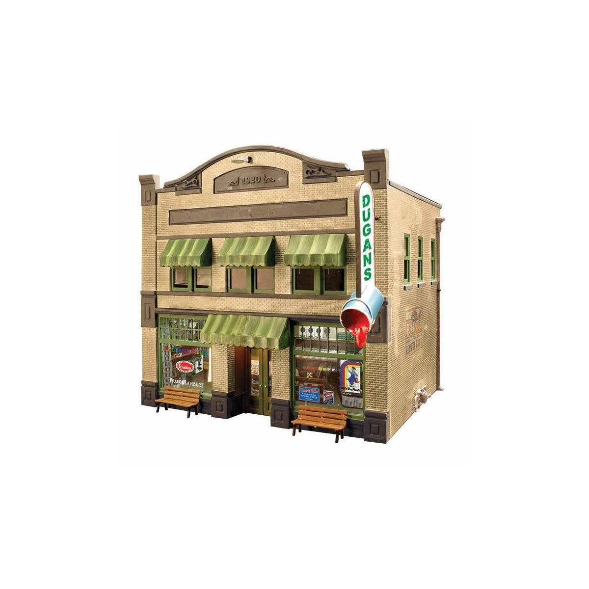 Dugan`s Paint Store - Built & Ready Landmark Structures(R) -- Assembled - 8-1/8 x 6-11/16 x 7-1/2` 20.6 x 16.9 x 19cm, O, Woodla