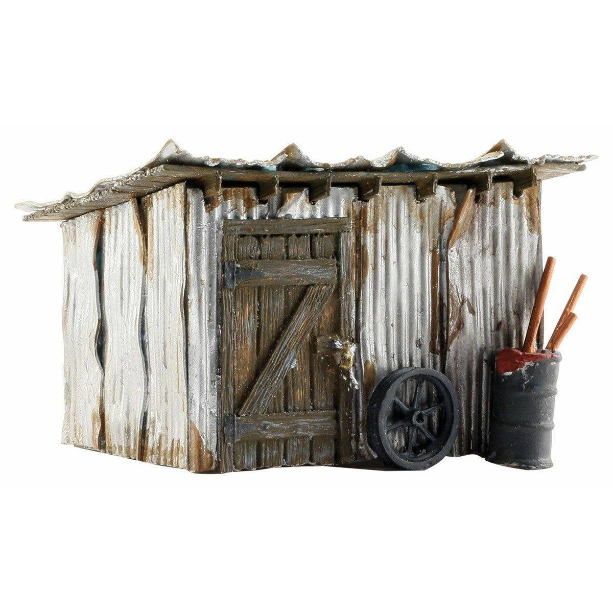 Tin Shack - Built-&-Ready(R) Landmark Structures(R) -- Assembled - 2-5/8 x 2-1/8 x 2-1/8′ 6.7 x 5.4 x 5.4cm, O, Woodland Sceni