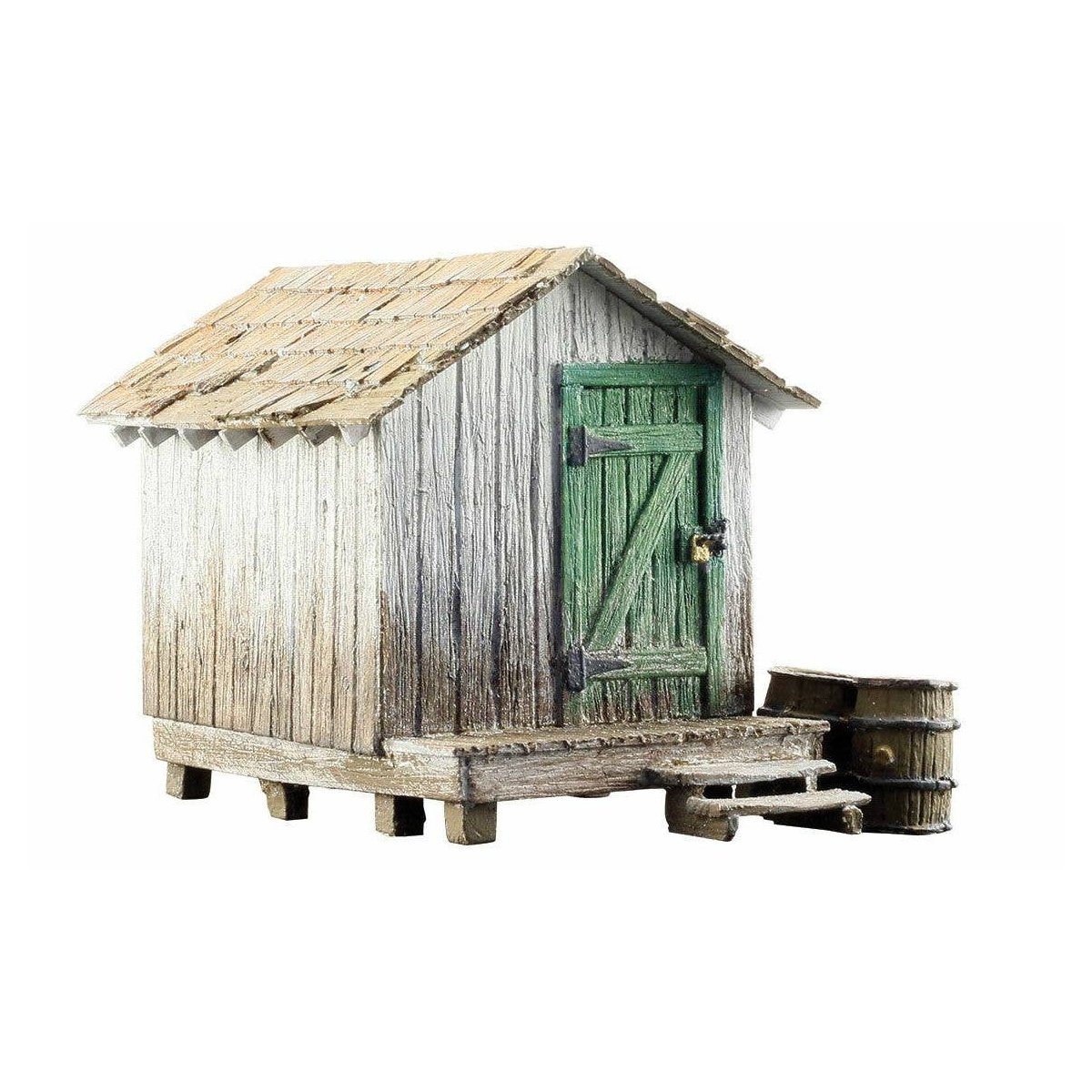 Wood Shack - Built-&-Ready(R) Landmark Structures(R) -- Assembled - 3-7/16 x 1-3/4 x 2-1/2′, O, Woodland Scenics 5858
