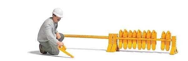 Era III-IV Railway Worker with Track Skates - Action Set -- Figure, Skate Rack w/Skates, O, Busch Gmbh & Co Kg 10700