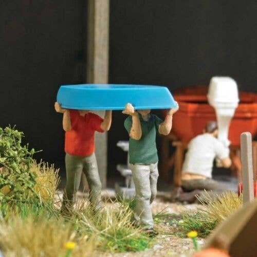 Carrying a Boat - Action Set -- Boat, 2 Figures, Boat Stands, HO, Busch Gmbh & Co Kg 79817