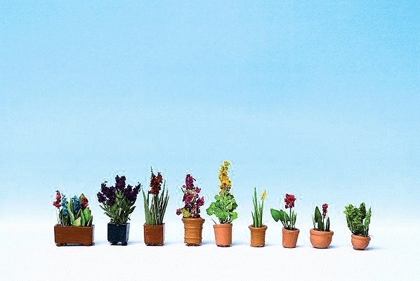 Ornamental Plants in Flower Pots 2 -- pkg(9), HO, Noch Gmbh & Co 14012
