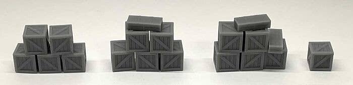 Crate Stack Assortment -- Undecorated 1 Each of 3 Styles & 1 Single 3′ Crate, HO, Phoenix Precision Models 31535
