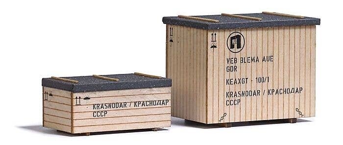 Machinery Crates - Laser-Cut Kit -- 2 Large, 2 Small, HO, Busch Gmbh & Co Kg 1840
