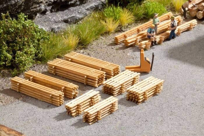 Wood Plank Piles -- Laser-Cut Wood Kit pkg(8), N, Noch Gmbh & Co 14628