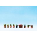 Flowers in Flower Pots -- Assorted Set 3 pkg(9), HO, Noch Gmbh & Co 14031