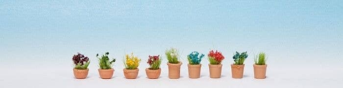 Ornamental Plants in Flower Pots 3 -- pkg(9), N, Noch Gmbh & Co 14084
