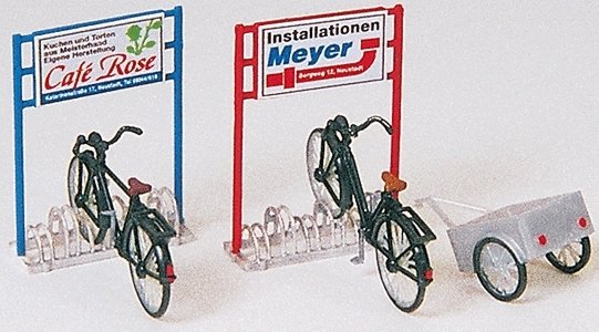 Bicycle Stand, Bicycles, Trailer - Kit, HO, Preiser Kg 17163
