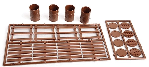 55-Gallon Drums with Lids & Pallets -- 15 Drums & 4 Pallets, O, Tichy Train Group 2024